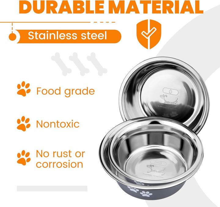 PETTOM 2 Stück Edelstahl Fressnapf Hund (1560 ML), Hundenapf Futternapf Hund aus Edelstahl mit Rutsc