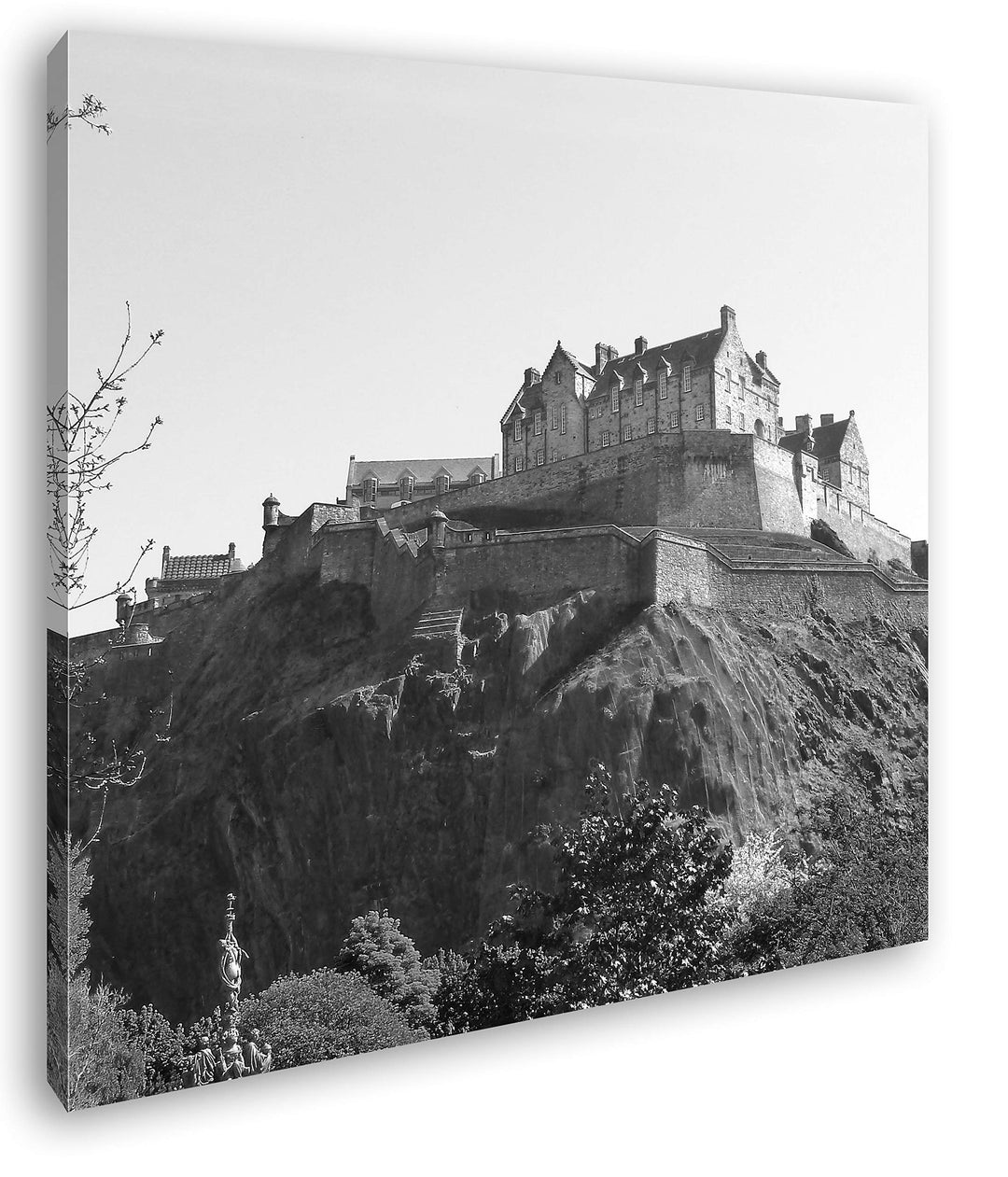 deyoli Burg in Edinburgh Schottland Format: 70x70 Effekt: Schwarz&Weiss als Leinwandbild, Motiv auf