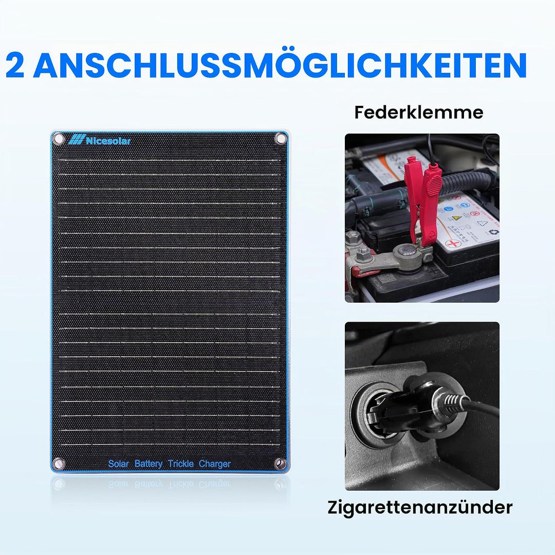 Nicesolar 20W 12V Solarpanel Auto-Batterie Erhaltungsladegerät &amp; Maintainer mit Zigarettenanzünder-S