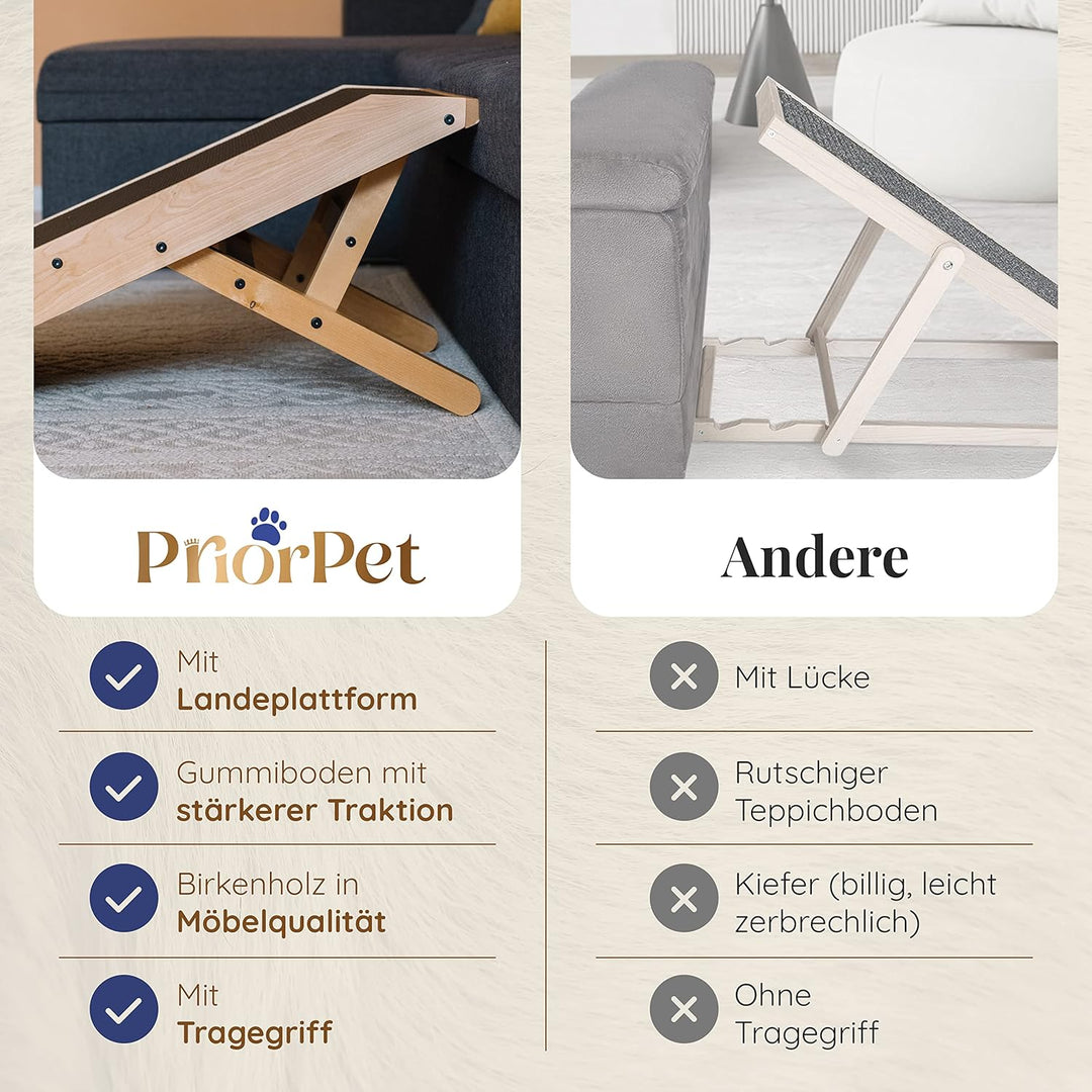Hunderampe - Hundetreppe für kleine Hunde und grosse Hunde - Einstellbar 18-53 cm - Für Bett Sofa -