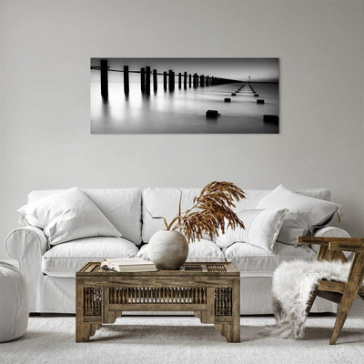 Panorama Bilder auf Leinwand 100x40cm Leinwandbild Meer Ufer Ozean Horizont Gross Wanddeko Bild Schl