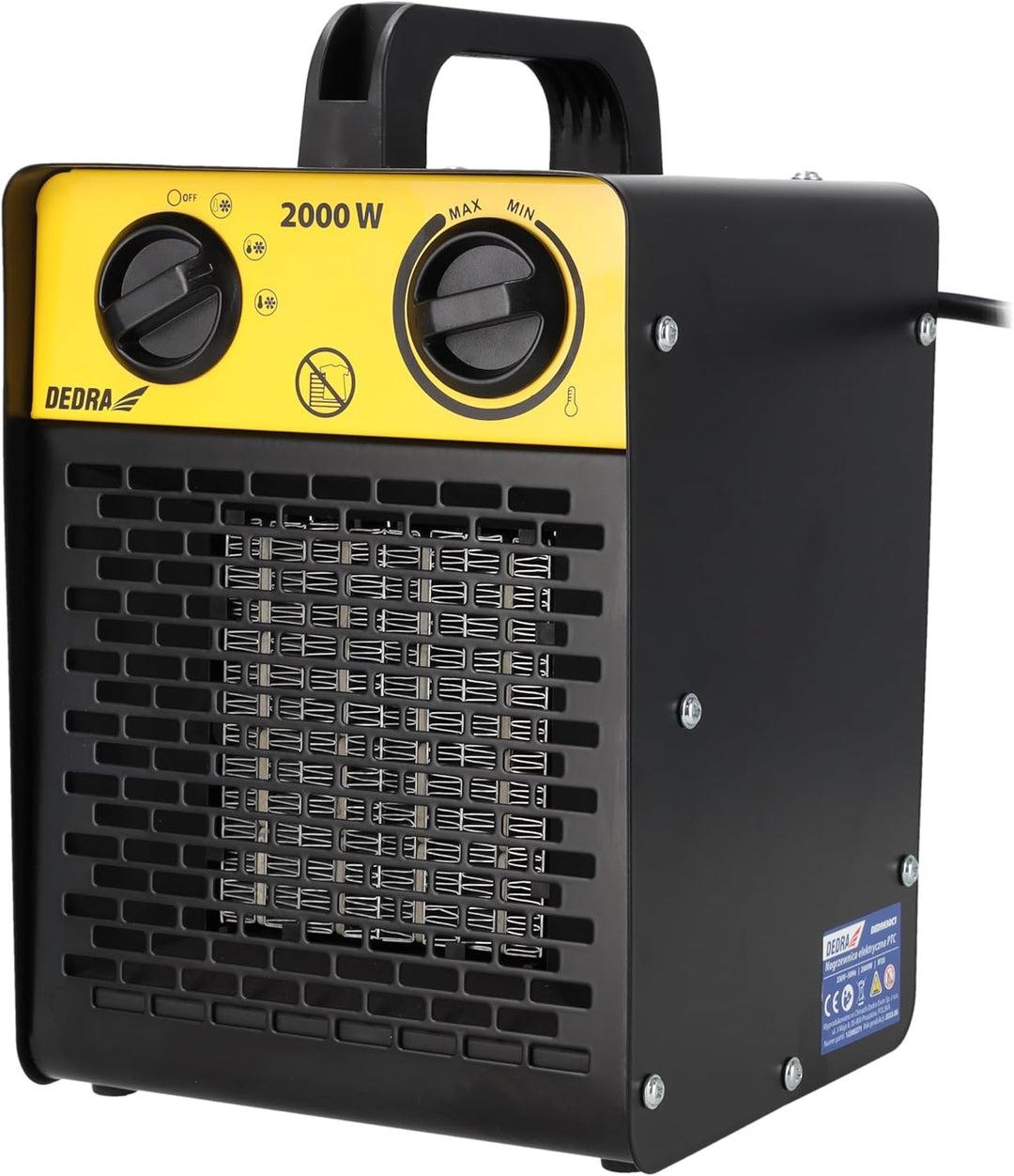 DEDRA Elektrische Heizung Heizfläche 20 m² – Quadratische 2,0 kW, keramisch PTC-Heizelement, für gut