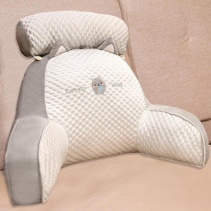 Backrest Cushion with Armrests, Ice Silk Cute Reading Pillow, Reading Cushion for Bed, Back Cushion