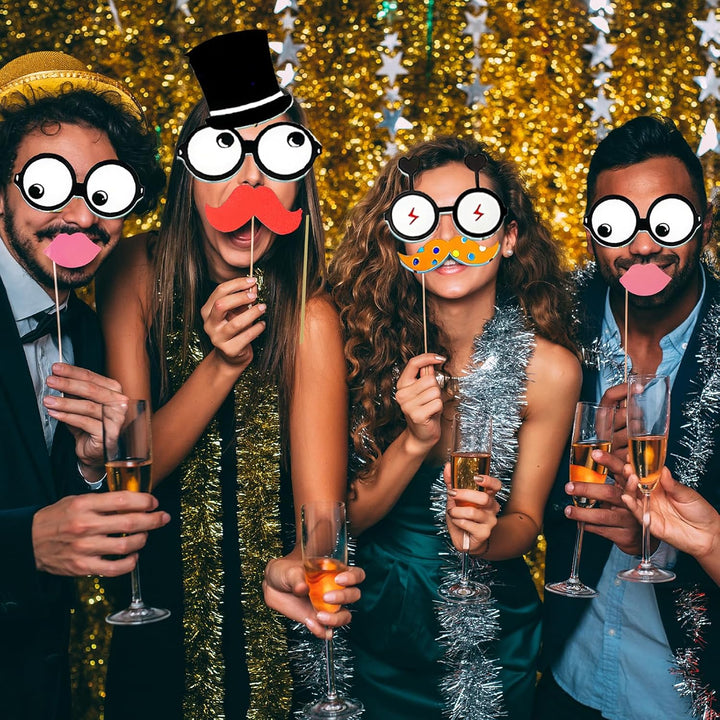 Fotobox Accessoires 86 Stück Party Dekoration Set mit Perücken Aufblasbarem Musikparty Zubehör Foto