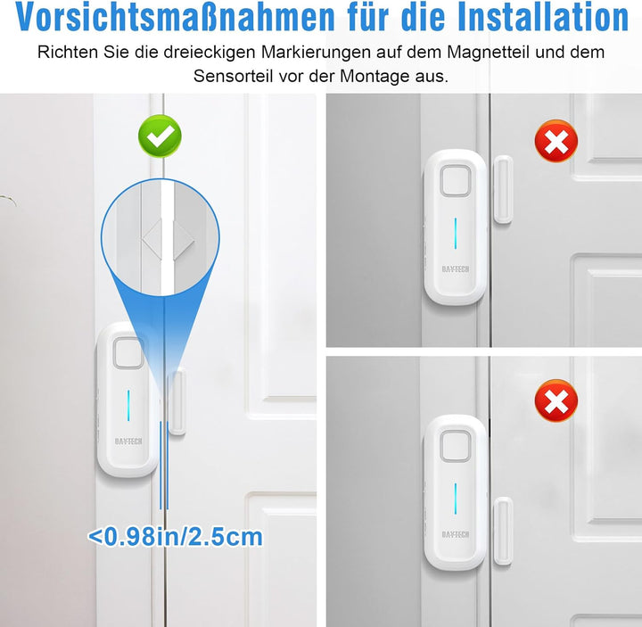 DAYTECH Kühlschrankalarm Fensteralarm Türalarm Haus Tür- & Fensteralarm Sensor Gartenschuppen 120dB