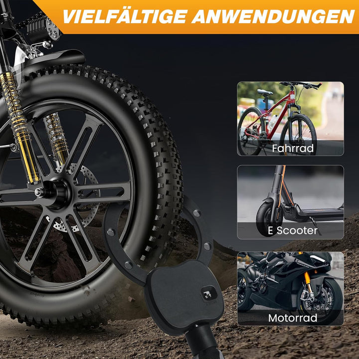 E Scooter Schloss mit Zahlencode, Handschellenschloss Hohe Sicherheit, 10CM Rundring, 1.8KG Schweres