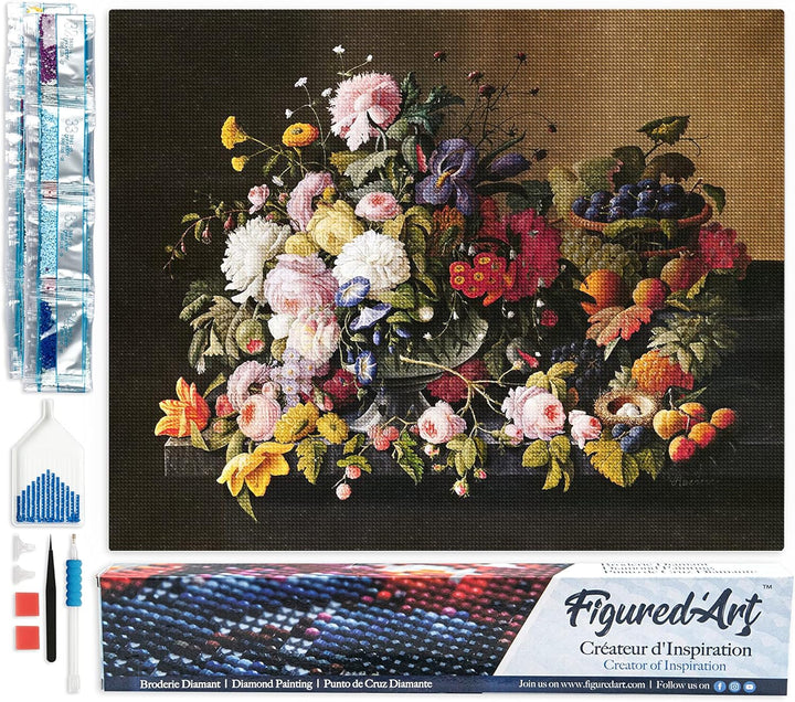 Figured'Art Diamond Painting Erwachsene 40x50cm Ganze Leinwand gerollt Blumen und Obst Severin Roese