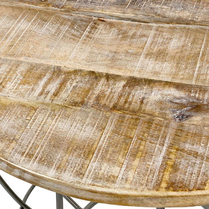 Couchtisch Wohnzimmer-Tisch rund ø 55 cm Beistelltisch Metall Gestell Tischplatte Holz massiv Farbe