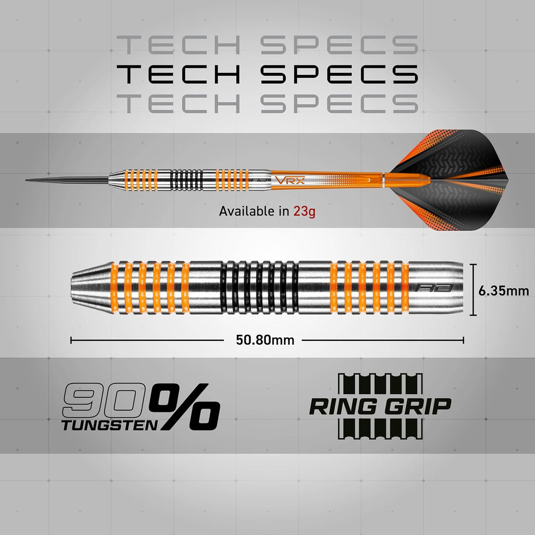 RED DRAGON Amberjack Series Steel Profi Dartpfeile Steeldarts Set mit Flights und Schäfte 23.0 Gramm