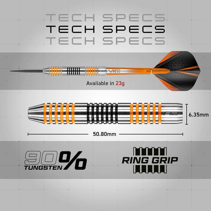 RED DRAGON Amberjack Series Steel Profi Dartpfeile Steeldarts Set mit Flights und Schäfte 23.0 Gramm