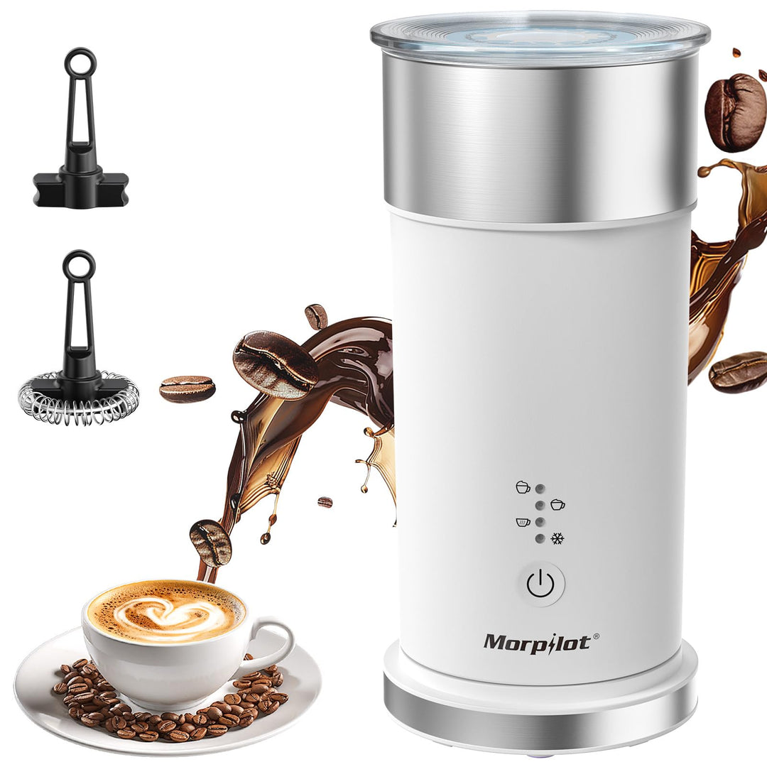 Morpilot Milchaufschäumer Elektrisch 4-in-1, 240ml, 400W für Heissen &amp; Kalten Milchschaum, Edelstahl