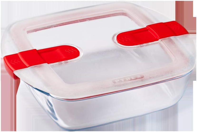 Pyrex Cook & Heat – Set mit 3 identischen quadratischen Behältern – 1 l – Borosilikatglas – Lunchbox