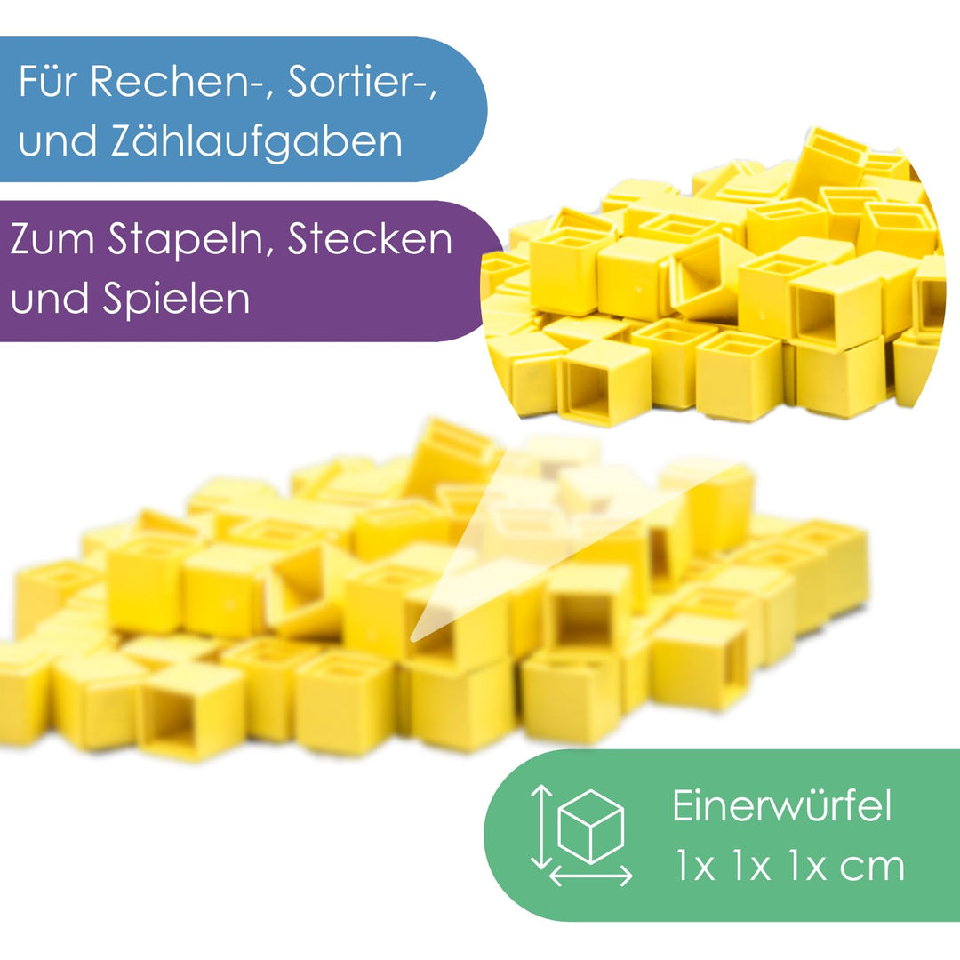 WISSNER® Dienes Dezimal-Rechenmaterial mit 121 Teilen aus nachhaltigem RE-Plastic – Aktives Lernen m