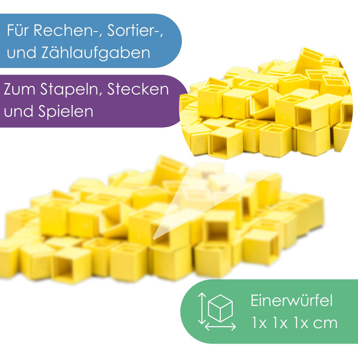 WISSNER® Dienes Dezimal-Rechenmaterial mit 121 Teilen aus nachhaltigem RE-Plastic – Aktives Lernen m