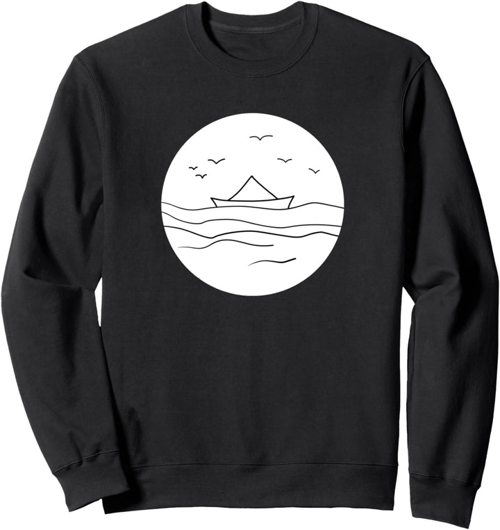 SAILING Schiff Doodle Zeichnung Segeln Wellen Meer Sweatshirt