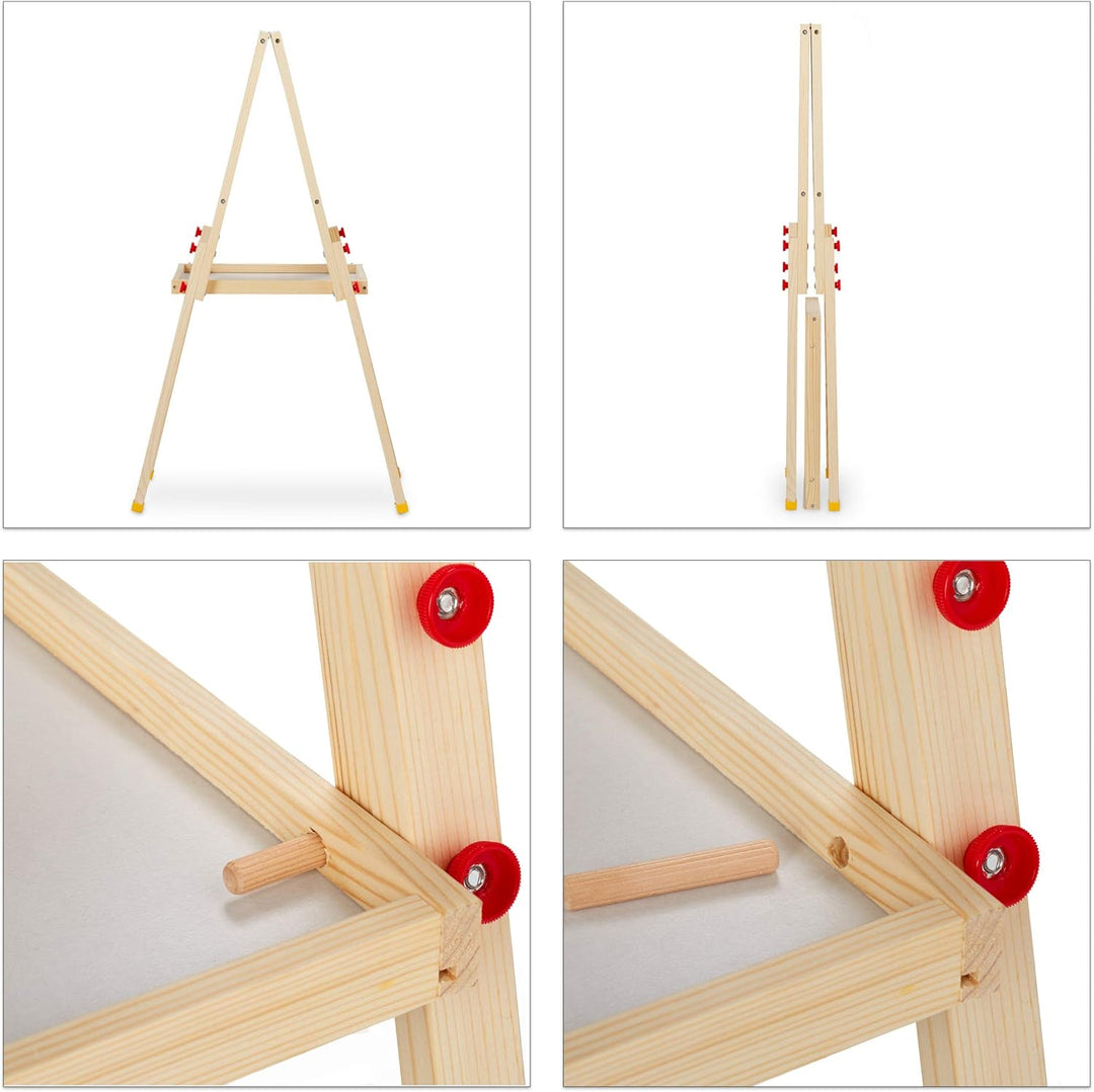 Relaxdays Standtafel Kinder, beidseitig magnetisch, höhenverstellbar, HBT 77x39x44,5 cm, Whiteboard
