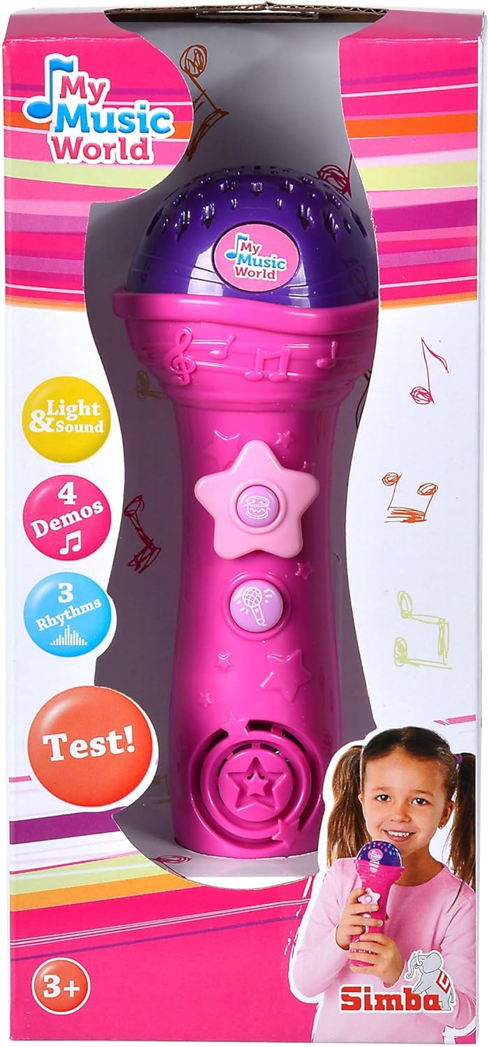 Simba 106831464 - My Music World Girls Shining Mikro, 4 Demos, 3 Rhythmen, 20cm, ab 3 Jahre