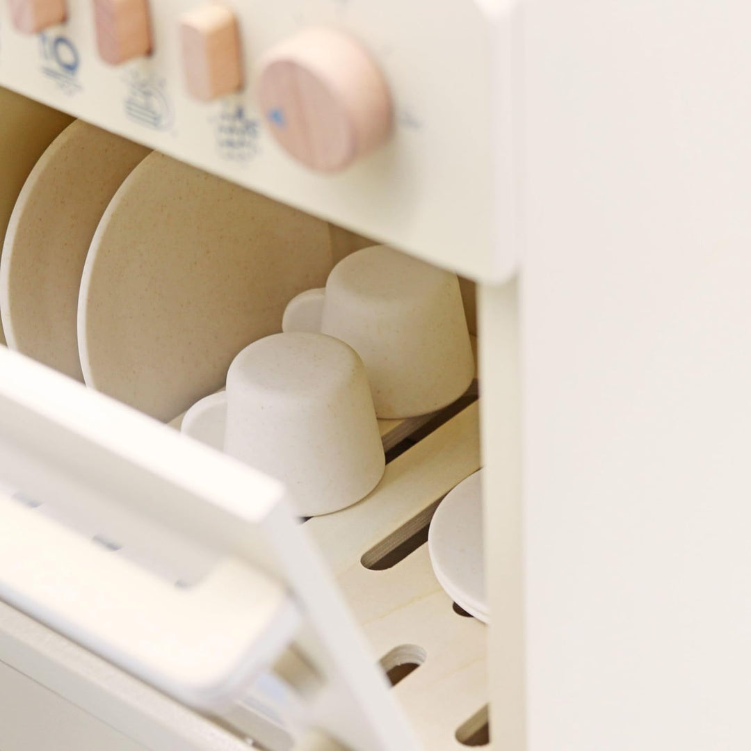 Mamabrum Holzgeschirrspüler für Kinder 3+ – Montessori Spielküche Zubehör – Lernspielzeug mit Zubehö