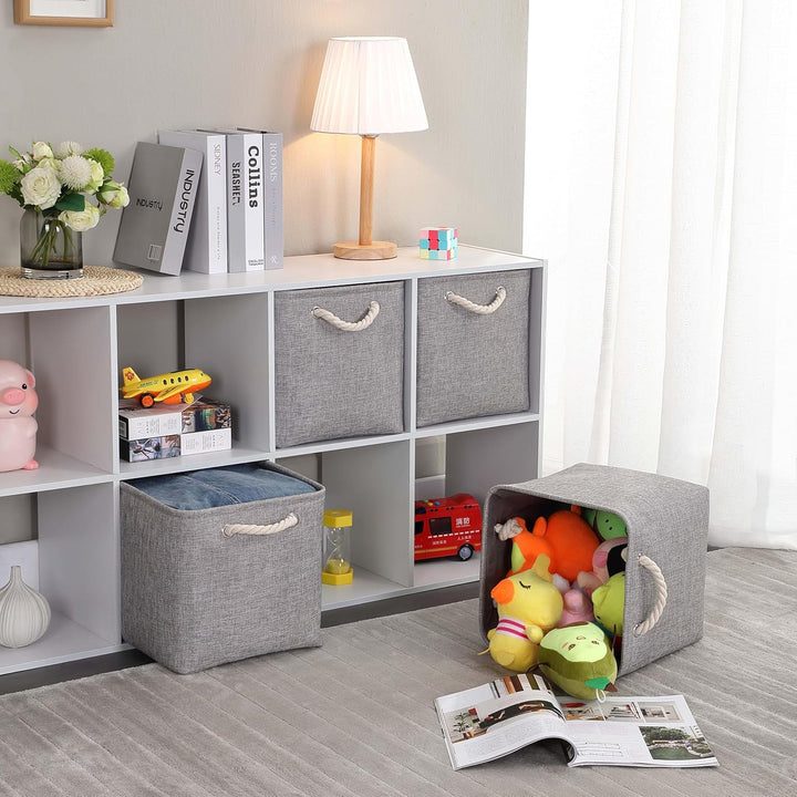 Mangata Aufbewahrungsbox Stoff 25x25x25 cm, aufbewahrungskorb Grau, Korbe Stoff in Würfel für Schran