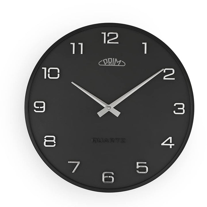 PRIM Design-Kunststoffuhr Bloom II – B, Moderne Wanduhr im Retro Style, Grau, gewölbtes Glas, luxuri