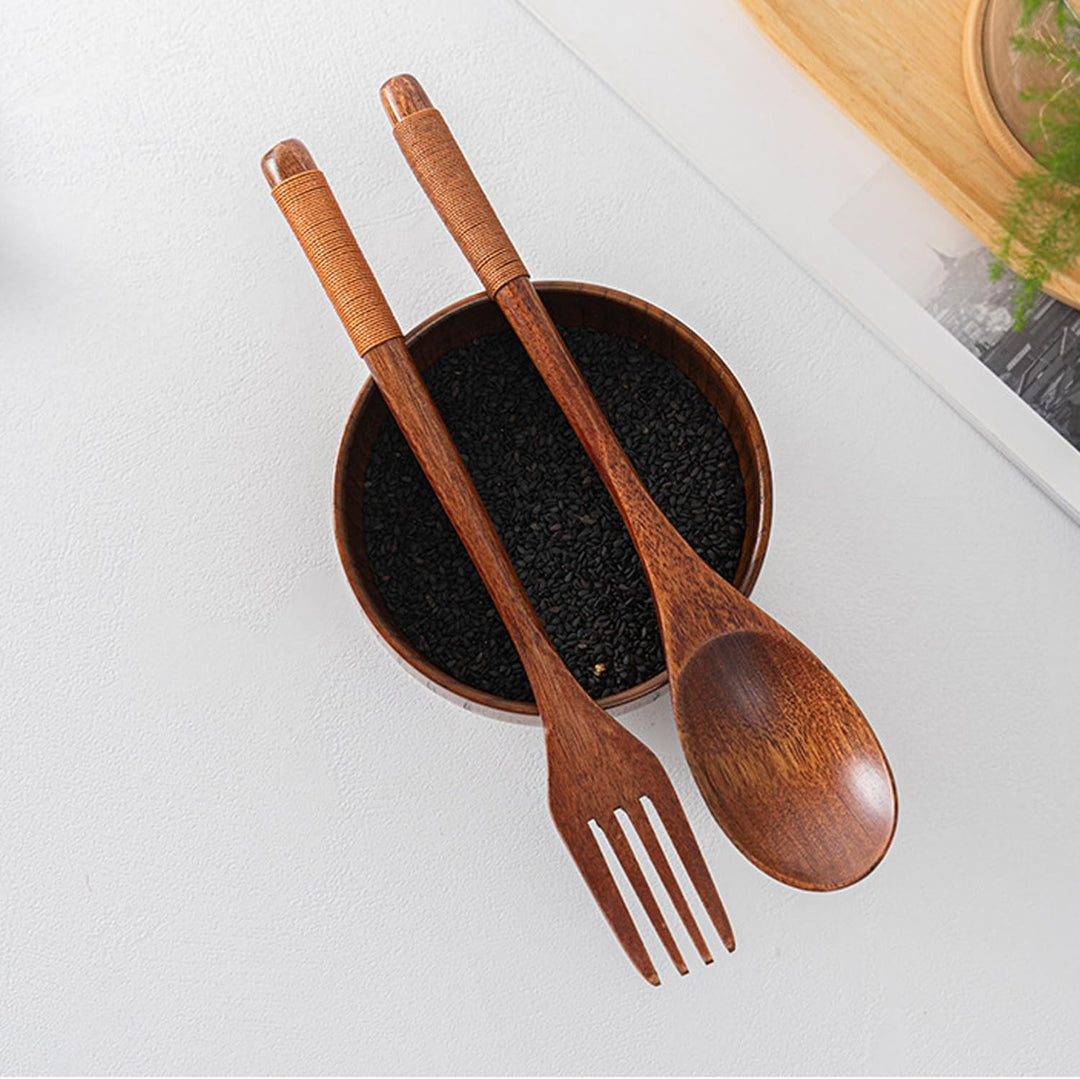 8 Stück Holz Besteck Küchenutensilien, Salatbesteck Holz, Holzgabel, Wooden Spoon, Holzlöffel, Mehrw