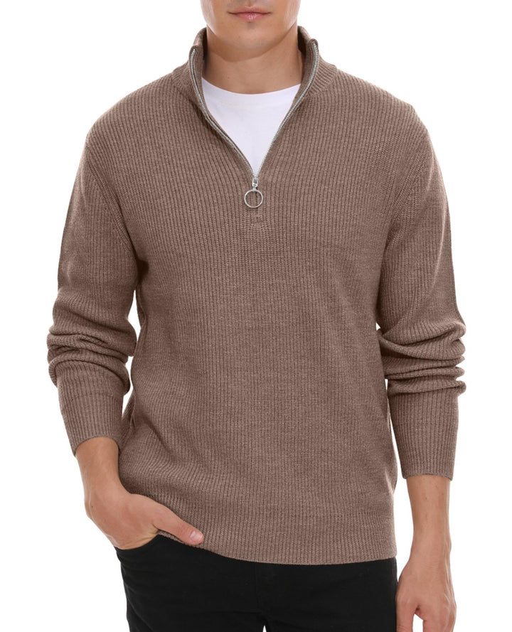 Hisir Pullover Herren Strickpullover 1/4 Zip Pulli Männer, Bequem Weich Warmer Winter Pullover für M