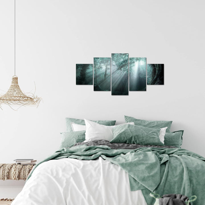Runa Art Wandbilder Wald Landschaft 5 Teilig Bild auf Vlies Leinwand Deko Schlafzimmer Wohnzimmer So