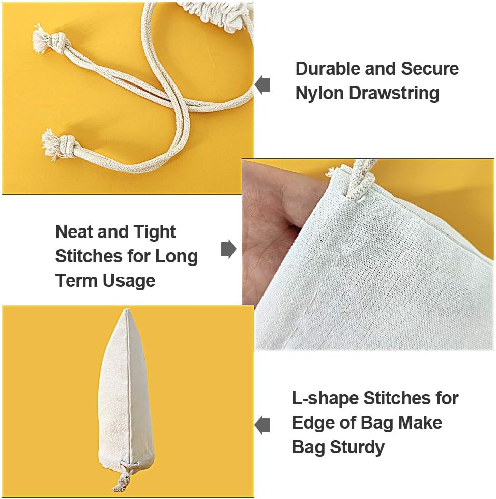 SumDirect 20 Stück Baumwolltasche Stoffbeutel Muslin Tasche mit Kordelzug, Baumwolle Säckchen Baumwo