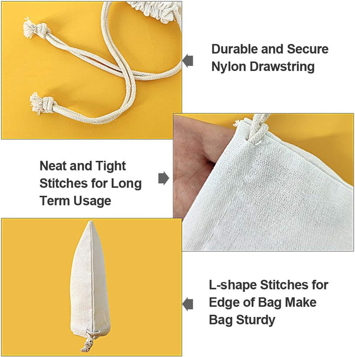 SumDirect 20 Stück Baumwolltasche Stoffbeutel Muslin Tasche mit Kordelzug, Baumwolle Säckchen Baumwo