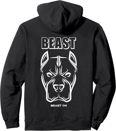 Beast Bulldog Kopf Rücken Motiv Gym Workout Fitness Training Pullover Hoodie