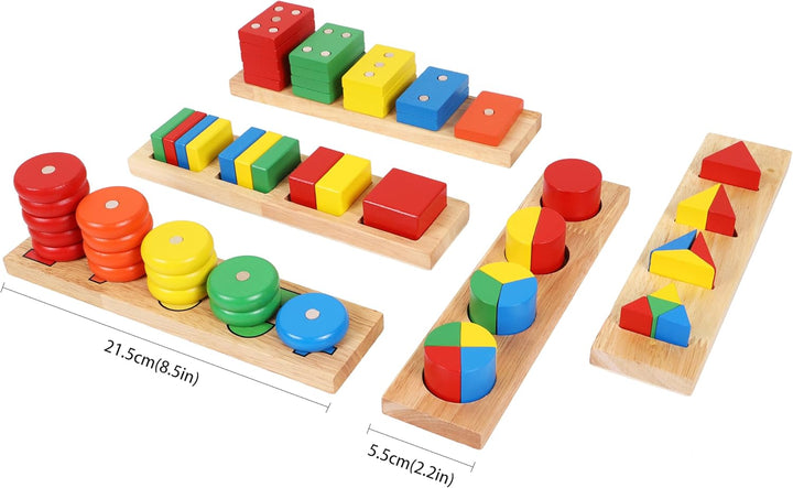 TOWO Holz Sortierspiel mit Geometrische Formen zum Stapeln, Sortieren und Kategorisieren-holz formen