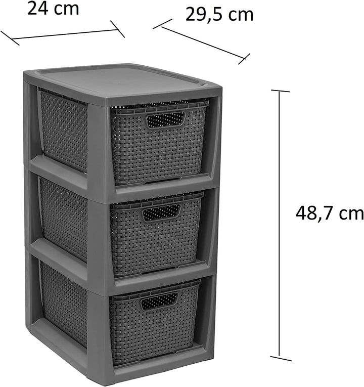 BranQ - Home essential 100% recycelt Kunststoff PP, Ökologisch, Regal in Rattan Design, 29,5x24x48,7