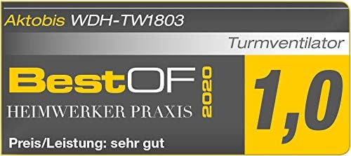 Aktobis Turmventilator WDH-TW1803 modernes Design mit Swing- und Timerfunktion, in Farbe weiss mit s