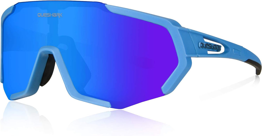 Queshark Fahrradbrille, TR90 Unbreakable Frame Polarisierte Sportsonnenbrille, Fahrradbrille für Män