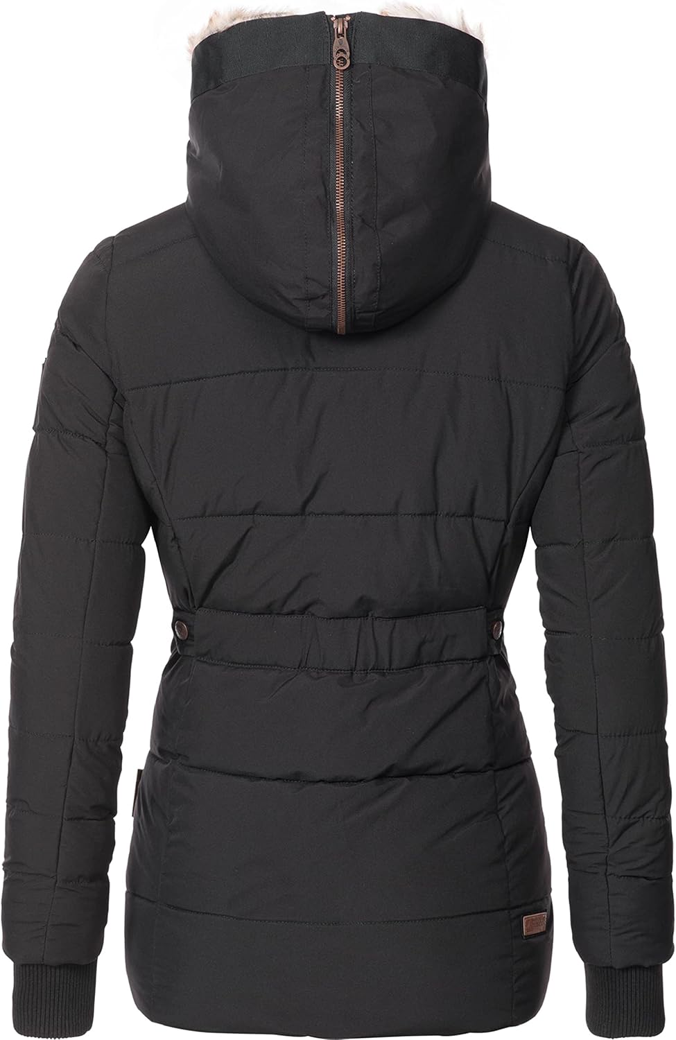 MARIKOO Damen Winterjacke warme Steppjacke mit Kunstfell Innenfutter Nekoo XS-3XL S Schwarz, S Schwa