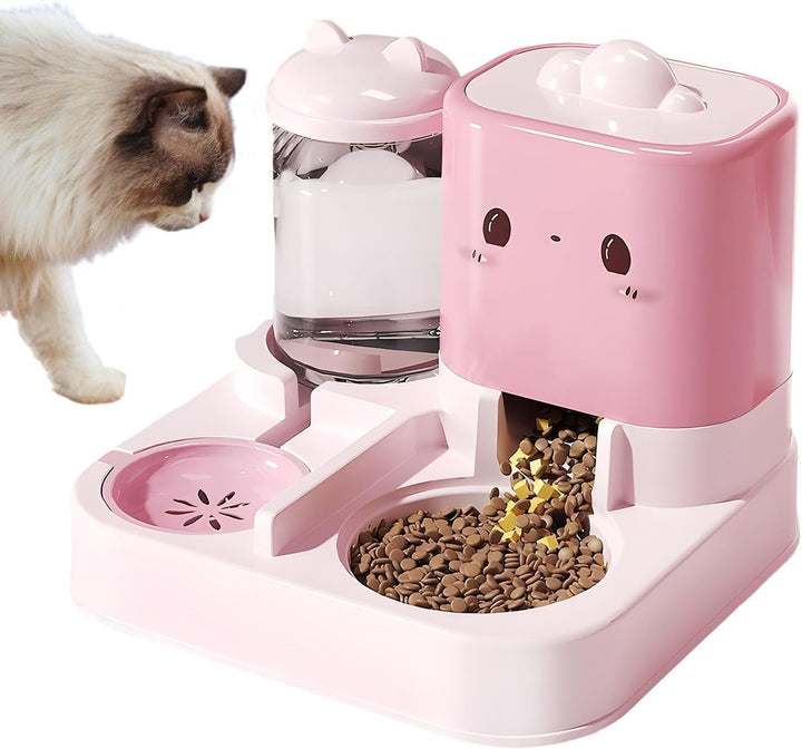 Automatischer Katzenfutter und Wasserspender Set | 2-in-1 Katzenfütterer | 1.5L Wasserspender und 2.