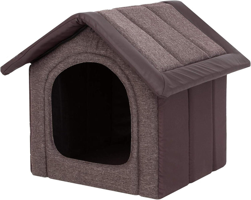 Hundehütte Hundehöhle Hundebett Hundehaus Katzenhöhle kleine S - 38x32 cm braunes Öko-Leder S - 38x3