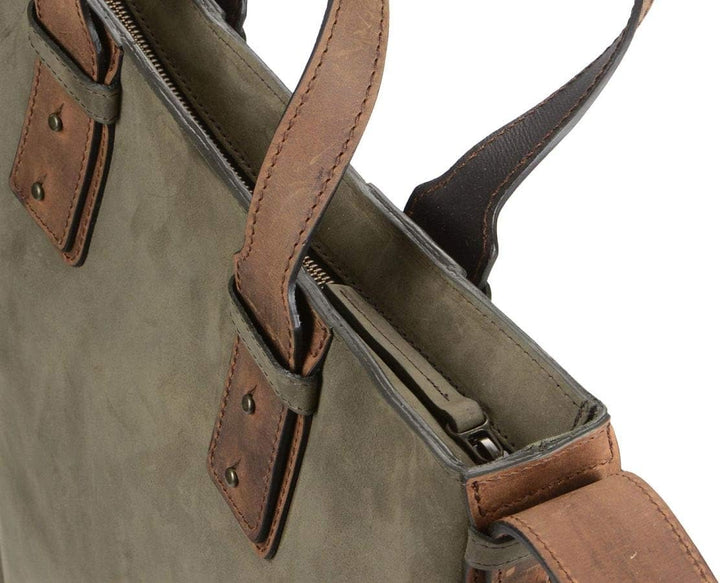 Ruitertassen Shopper Handtasche Umhängetasche Damen Herren Business Leisure Bag Leder Khaki braun