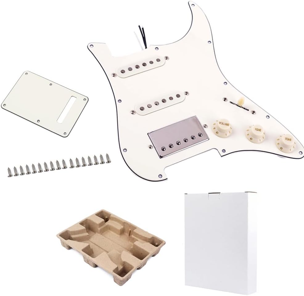 Ogdni SSS SSH03 Schlagbrett-Schlagbrett, vorverdrahtet, mit Alnico-V-Tonabnehmer-Kit für Strat ST E-