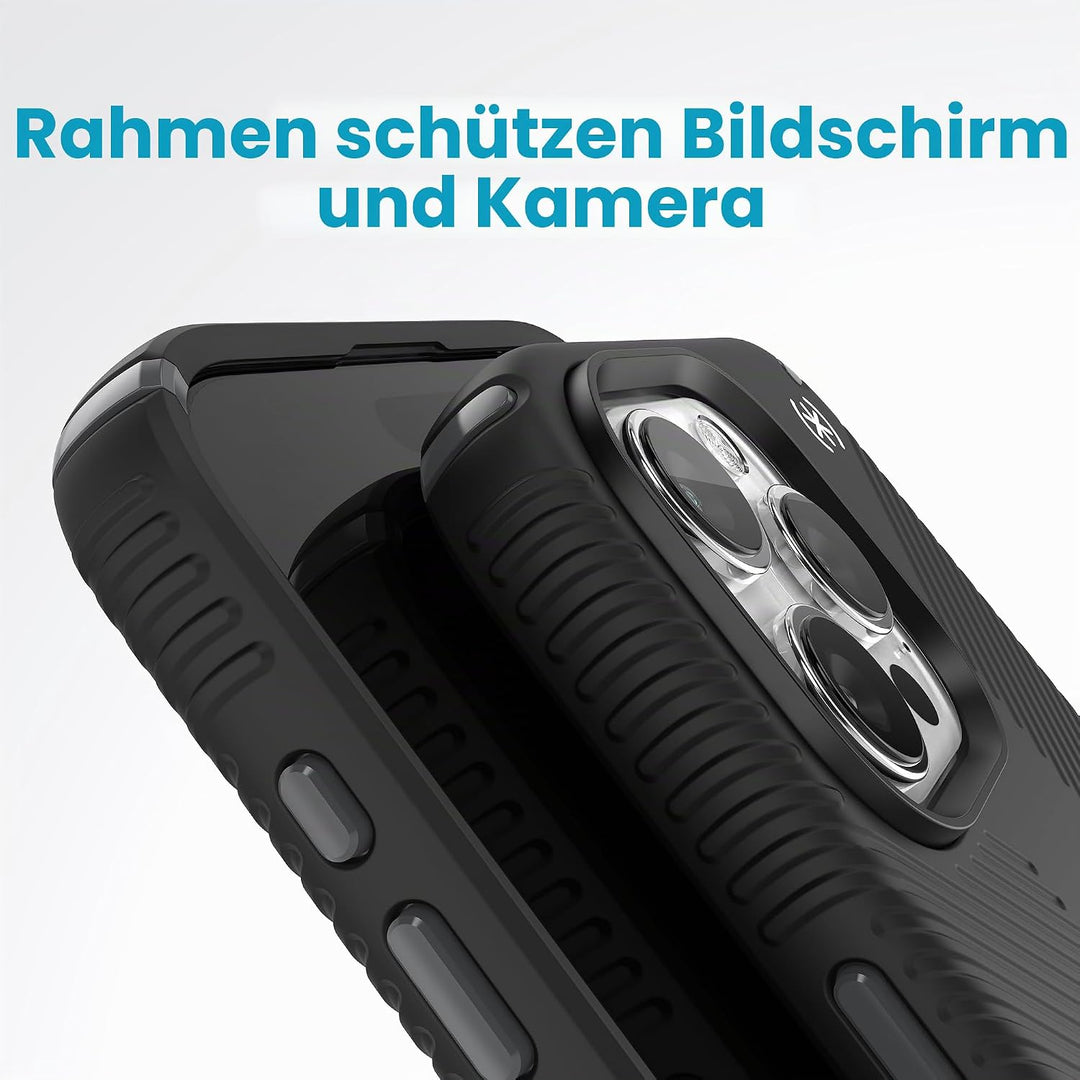Speck iPhone 15 Pro Max Hülle – ClickLock rutschfeste Interlock, gebaut für MagSafe, Fallschutzgriff