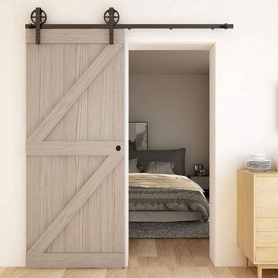 CCJH 183CM (6FT) Schiebetürbeschlag Set Schiebetürsystem Laufschiene für Schiebetür Hängeschiene für