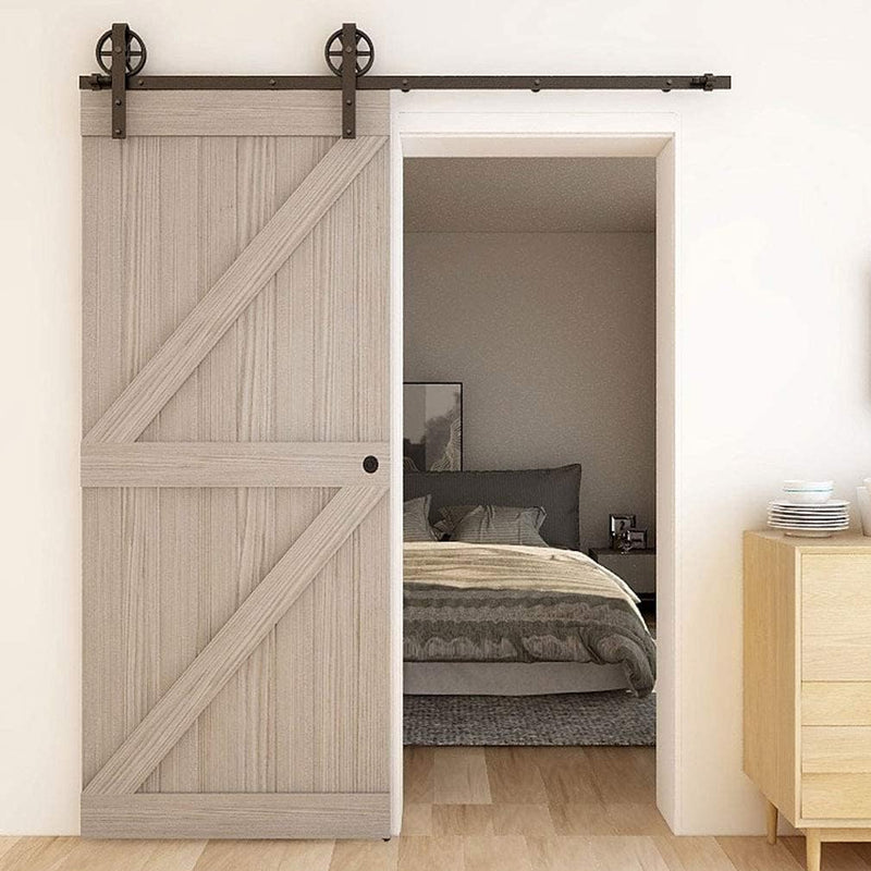CCJH 183CM (6FT) Schiebetürbeschlag Set Schiebetürsystem Laufschiene für Schiebetür Hängeschiene für