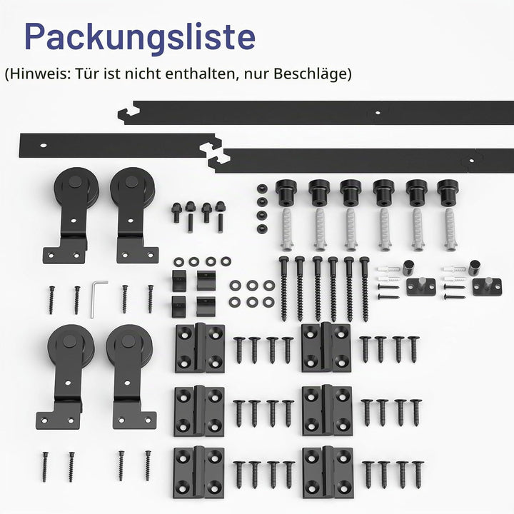305cm/10FT Bifold Schiebetürbeschlag Schiebetüren Schiebetürsystem Komplettset Laufschiene Rollen Se
