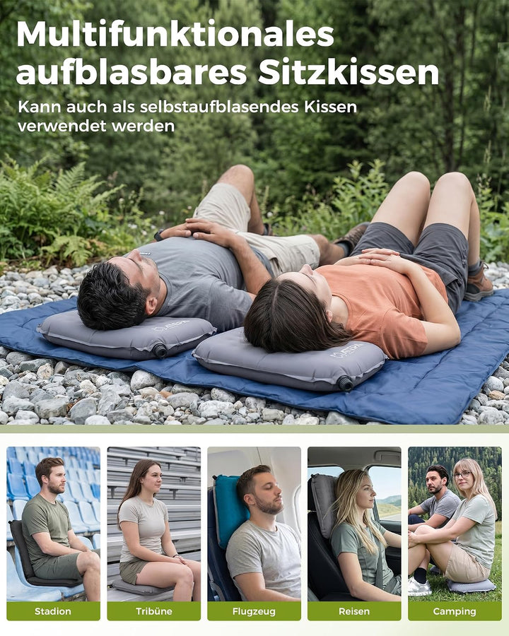 ATEPA Sitzkissen Outdoor, Faltbar Aufblasbar Stadion Flugzeug Unterwegs Camping Wander Bürostuhl Ult