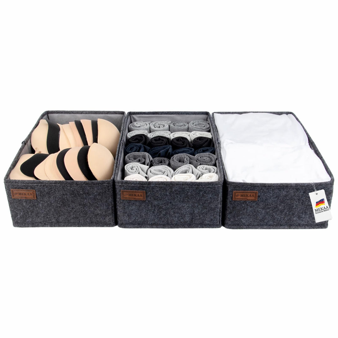 Schubladen Organizer by MEKAA® - Für Kommode & Kleiderschrank - 3er-Set - Passend Für MALM - Schubla