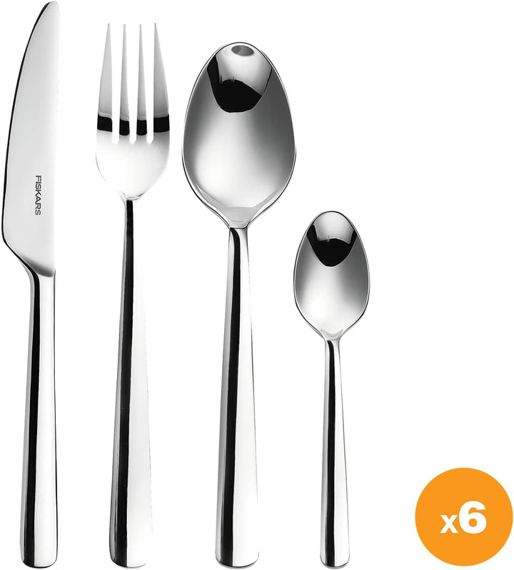 Fiskars Besteck-Set, 24-teilig, Qualitätsstahl, Silber/Poliert, Functional Form, 1002949 Besteck-Set