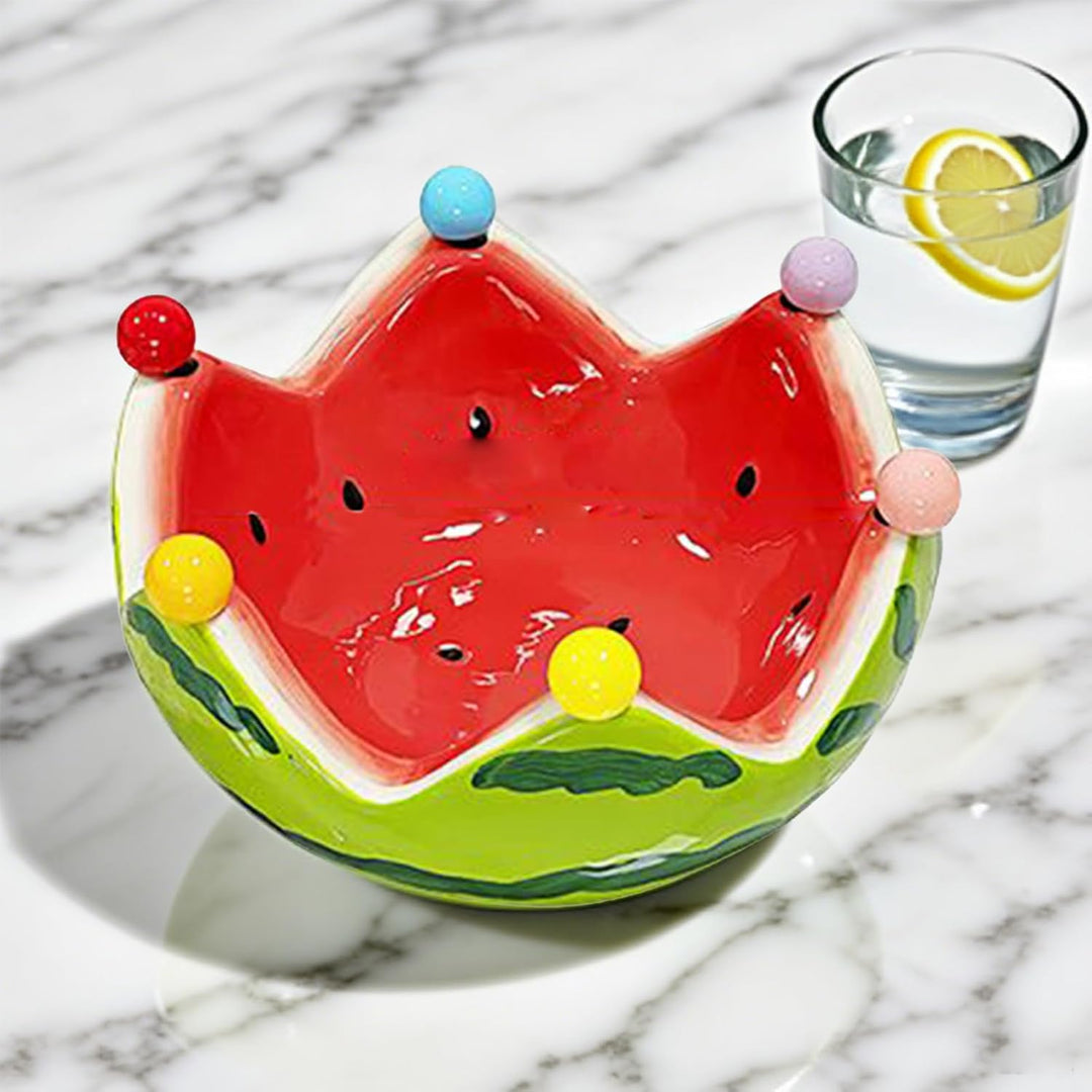 Wassermelon -Obstschale, Wassermelone Rot & grüner Keramik -Tauchschalen, dekorative Obstschale mit