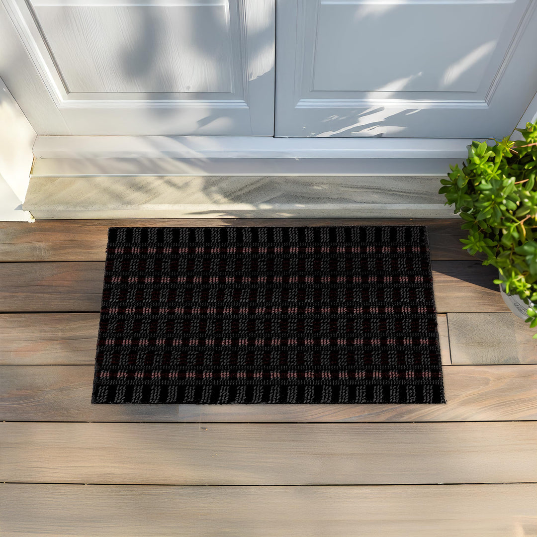 ASTRA Premium Aussenbereich-Matte - Poly Brush - strapazierfähige Fussmatte - schwarz/weinrot - 50 x