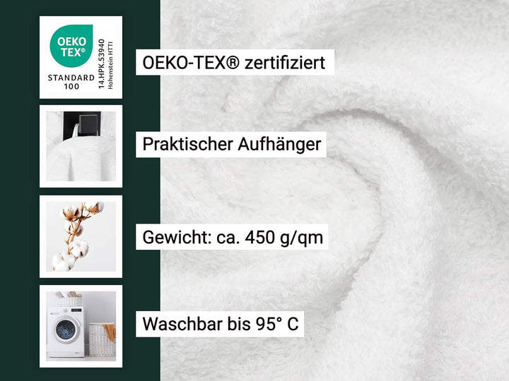 ZOLLNER 10er Set Handtücher, kleine Duschtücher, 50x100 cm, Baumwolle, weiss Weiss 10er set, Weiss 1