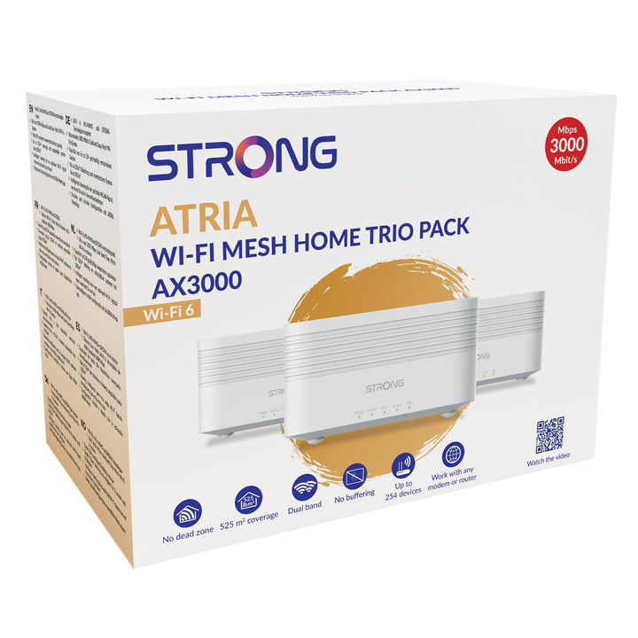 STRONG 3X Atria Wi-Fi Mesh AX3000 ADD-ON – Heimnetzwerk Erweiterung, WLAN Verstärker, Flächendeckend